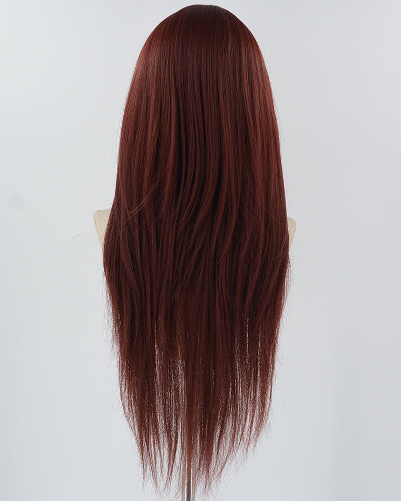 30 Inch Long Dark Red Synthetic Wig HW572