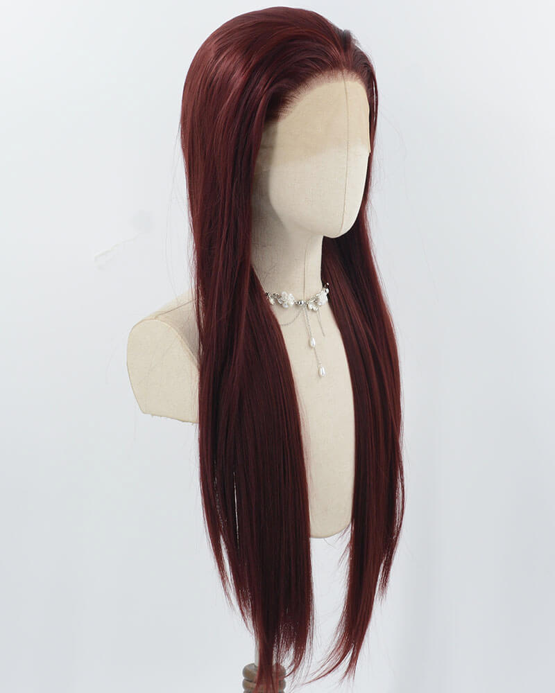Dark Wine Red Synthetic Lace Front Wig WW974