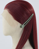 Dark Red Long Straight Synthetic Lace Front Wig WW854