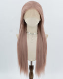 Dusty Pink Long Straight Synthetic Lace Front Wig WW993