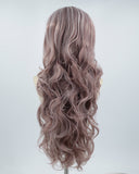 Dusty Pink Streaked Long Synthetic Lace Front Wig WW519