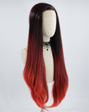 Black Ombre Red Synthetic Lace Front Wig WW610