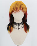 Golden Yellow Red Black Synthetic Wig HW833