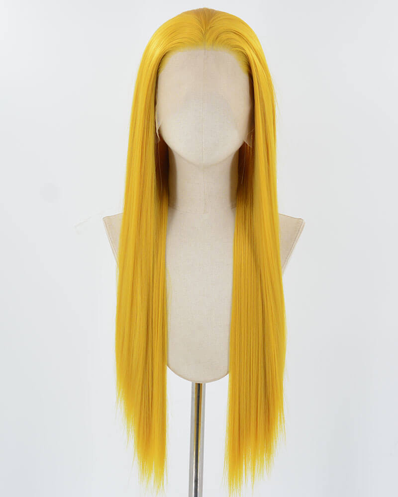 Golden Yellow Synthetic Lace Front Wig WW860