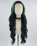 Green Black Tinsel Synthetic Lace Front Wig WW626