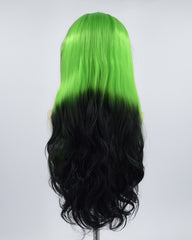 Green Streaked Ombre Black Synthetic Lace Front Wig WW523