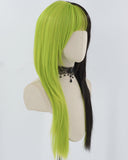 Green Black Long Straight Synthetic Wig HW618