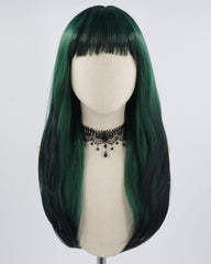 Green Ombre Black Straight Synthetic Wig HW372
