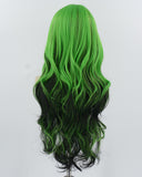 Green Black Long Synthetic Wig HW727