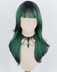Ombre Green Black Synthetic Wig HW861