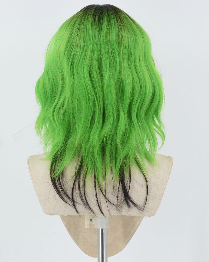 Green Ombre Black Synthetic Wig HW637