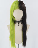Green Black Long Straight Synthetic Wig HW618