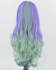 Blue Green Highlights Purple White Synthetic Wig HW838