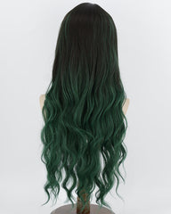 Ombre Green Curly Synthetic Wig HW880