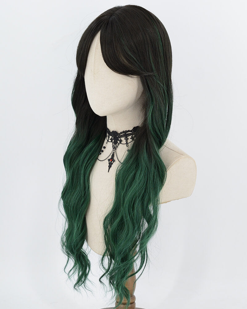 Ombre Green Curly Synthetic Wig HW880