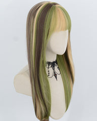 Green Highlight Blonde Synthetic Wig HW872