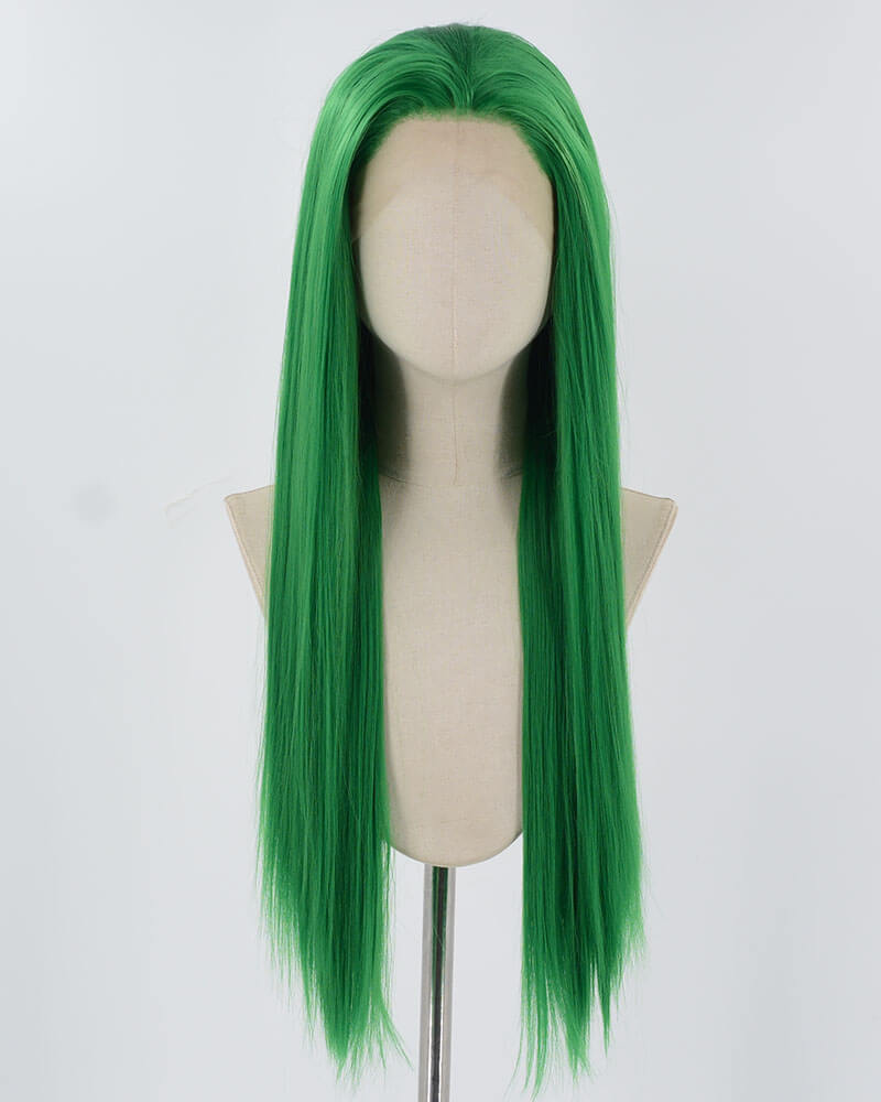 Green Long Straight Synthetic Lace Front Wig WW857