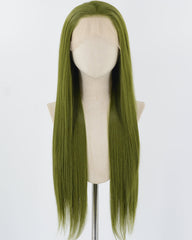 Green Long Straight Synthetic Lace Front Wig WW815