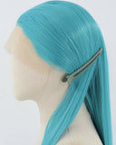 Blue Green Long Straight Synthetic Lace Front Wig WW888