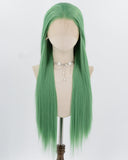 Green Long Straight Synthetic Lace Front Wig WW902