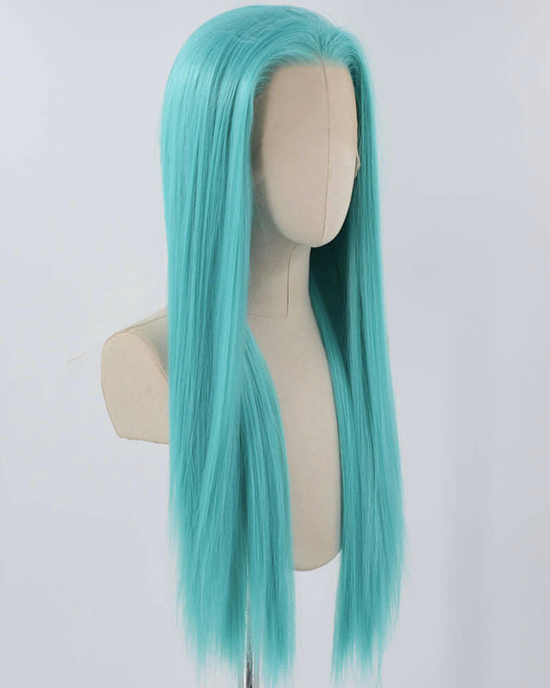 Long Straight Green Synthetic Lace Front Wig WW867