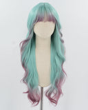 Green Ombre Purple Long Synthetic Wig HW729