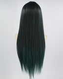 Long Green Straight Synthetic Wig HW369