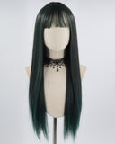 Long Green Straight Synthetic Wig HW369