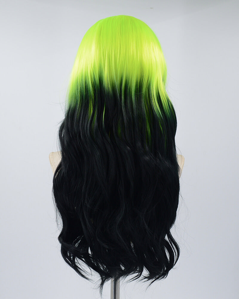 Neon Green Ombre Black Synthetic Lace Front Wig WW534