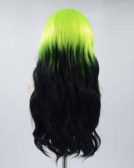 Neon Green Ombre Black Synthetic Lace Front Wig WW534