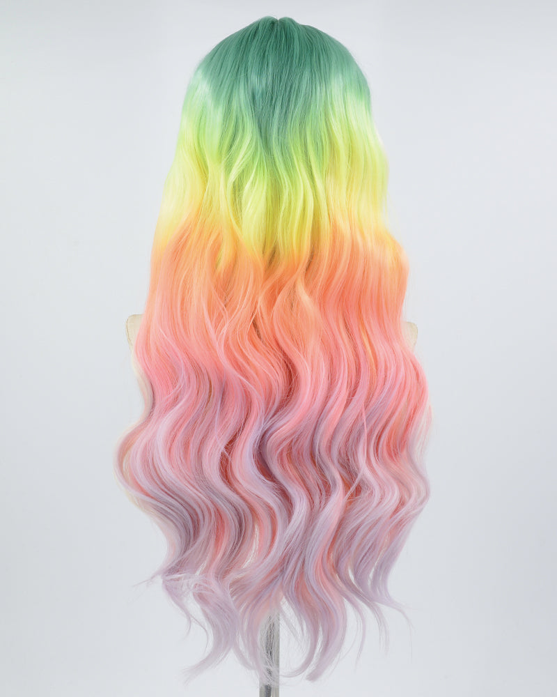 Green Ombre Rainbow Synthetic Lace Front Wig WW601