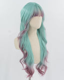 Green Ombre Purple Long Synthetic Wig HW729