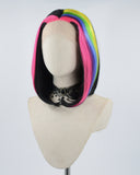 Pink Streaked Green Yellow Black Synthetic Lace Front Wig WW521