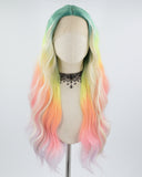 Green Ombre Rainbow Synthetic Lace Front Wig WW601