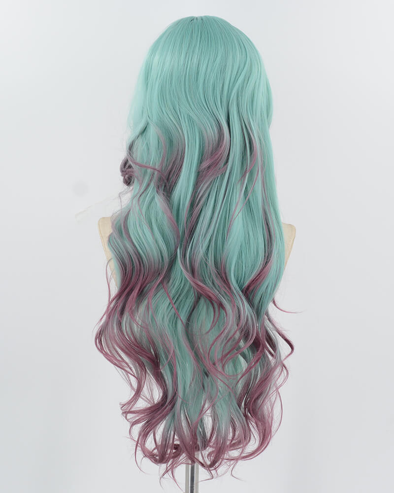 Green Ombre Purple Long Synthetic Wig HW729