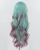 Green Ombre Purple Long Synthetic Wig HW729