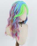 Green Blue Mixed Wavy Synthetic Wig HW828