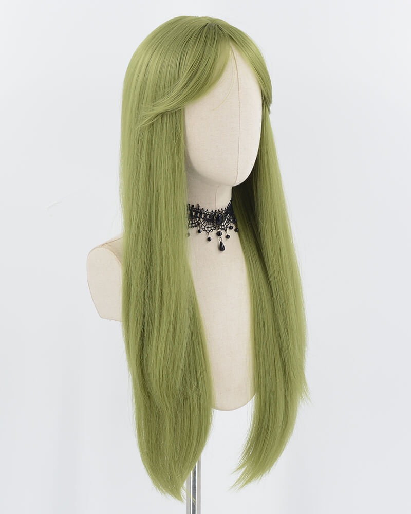 Long Green Straight Synthetic Wig HW479