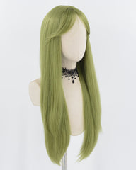 Long Green Straight Synthetic Wig HW479