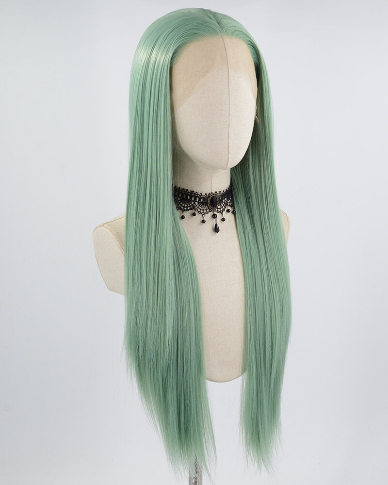 Green Straight Long Synthetic Lace Front Wig WW647