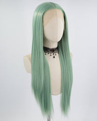 Green Straight Long Synthetic Lace Front Wig WW647