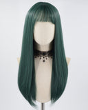 Dark Green Long Straight Synthetic Wig HW302