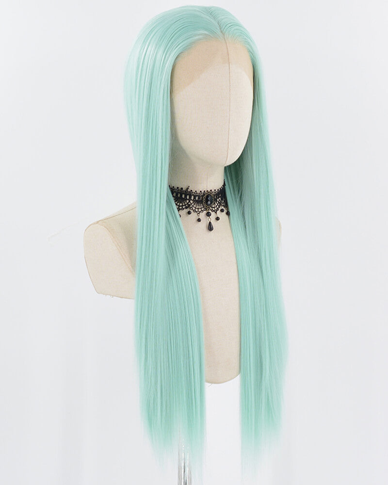 Light Green Long Straight Synthetic Lace Front Wig WW725