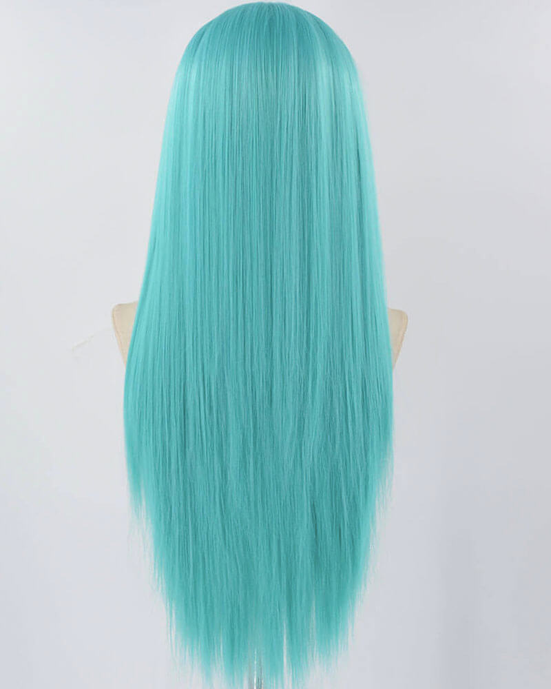 Long Straight Green Synthetic Lace Front Wig WW867
