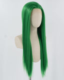 Green Long Straight Synthetic Lace Front Wig WW857