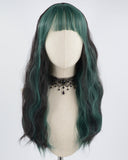Green Bangs Black Synthetic Wig HW318