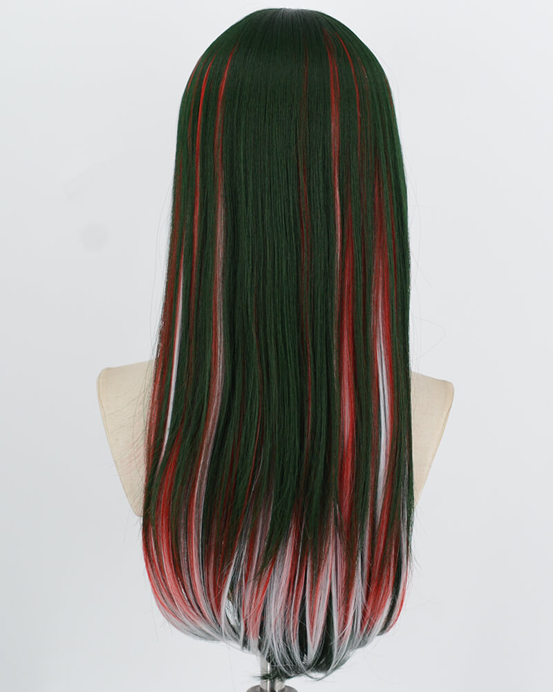 Green White Highlights Red Synthetic Wig HW834