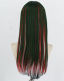 Green White Highlights Red Synthetic Wig HW834