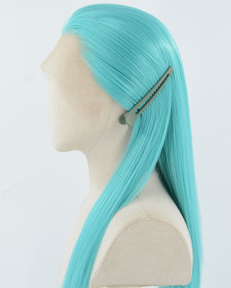 Long Straight Green Synthetic Lace Front Wig WW867