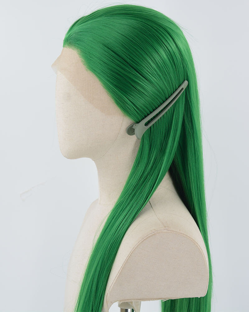 Green Long Straight Synthetic Lace Front Wig WW857